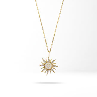 Radiant Sunburst — 18K Yellow Solid Gold Necklace ( Chain & Pendent )